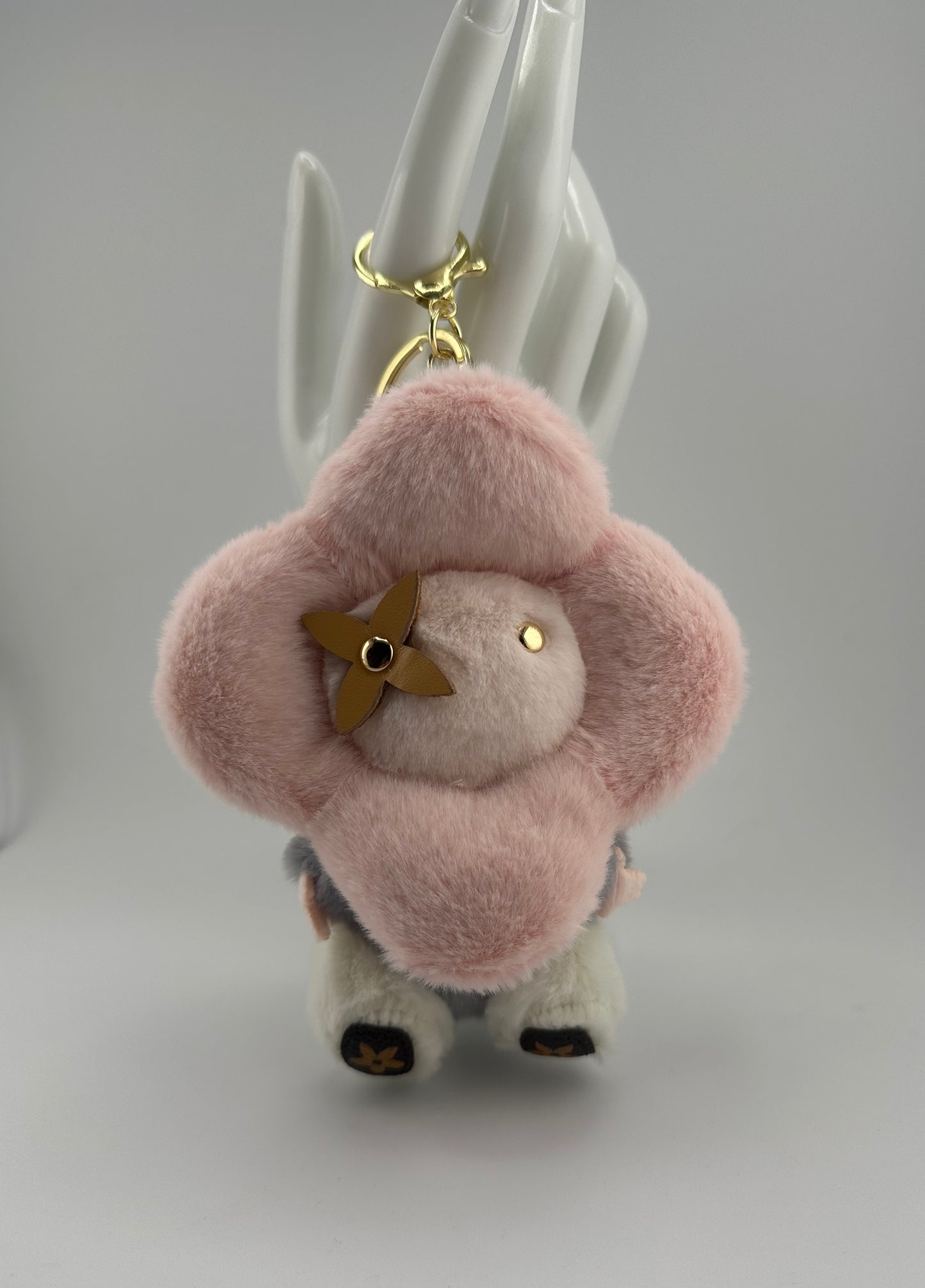 Pink Floral Plush Keychain ๐ธ