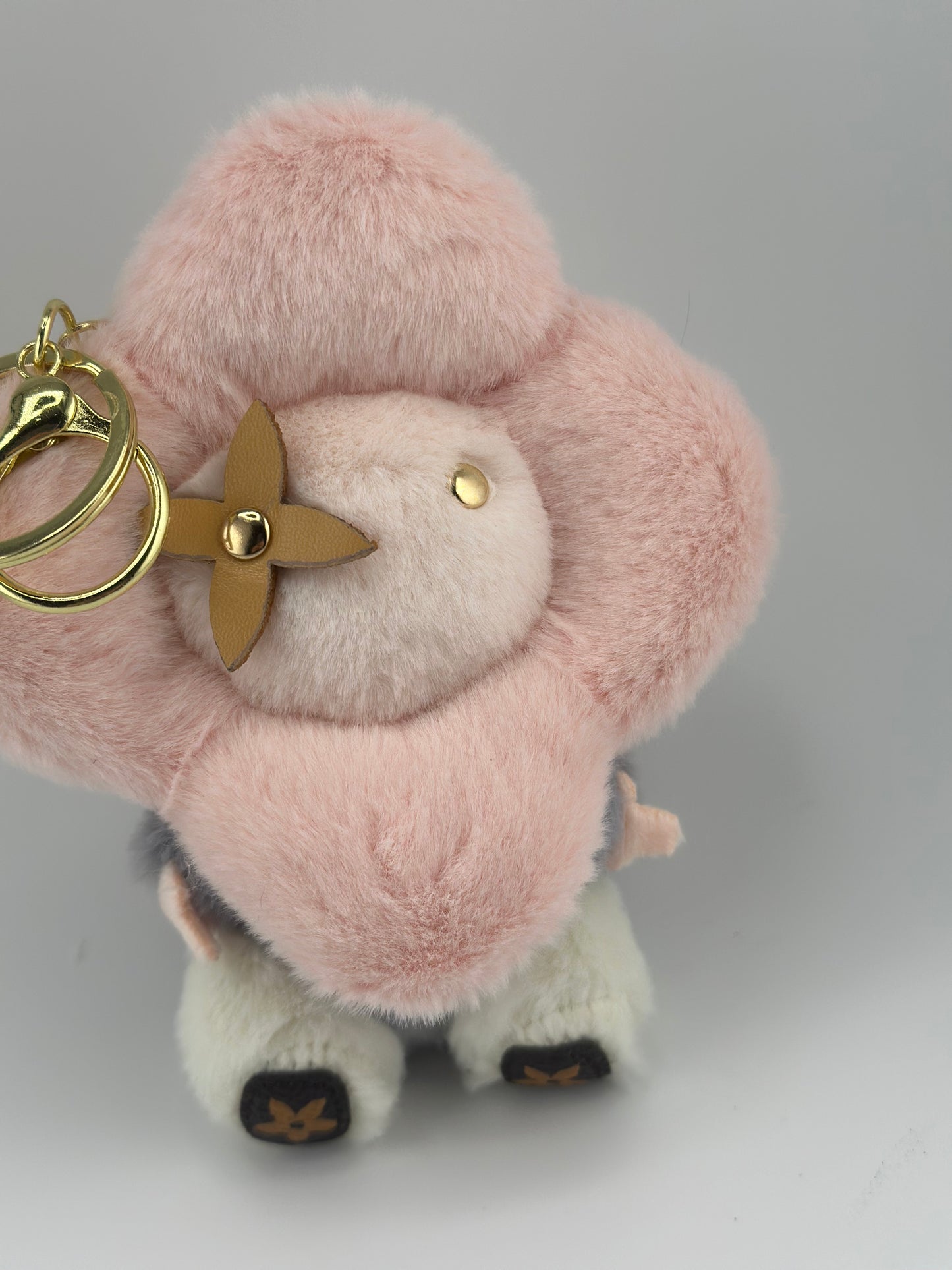 Pink Floral Plush Keychain 🌸