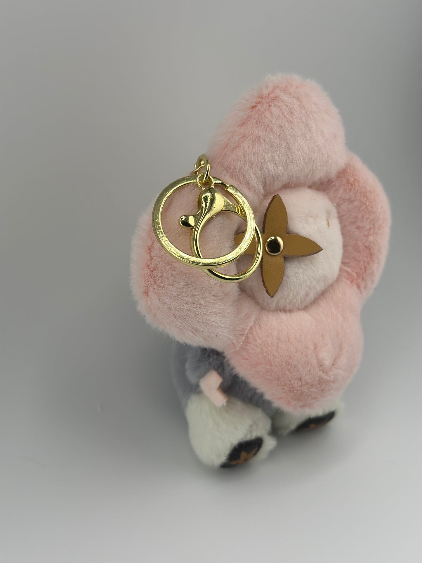 Pink Floral Plush Keychain 🌸