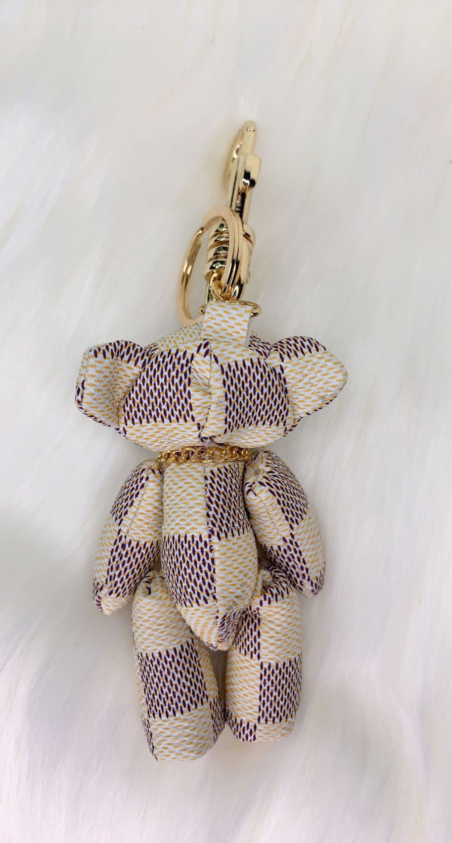 Adorable checkered Bear Keychain – Cute & Stylish Accessory