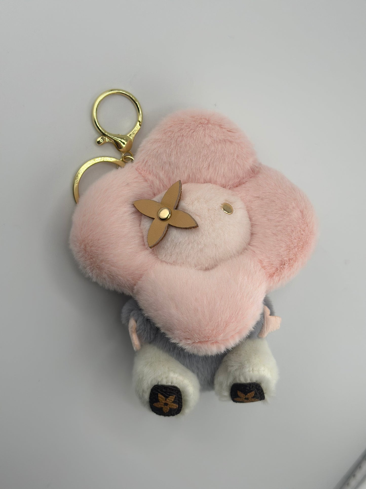 Pink Floral Plush Keychain 🌸