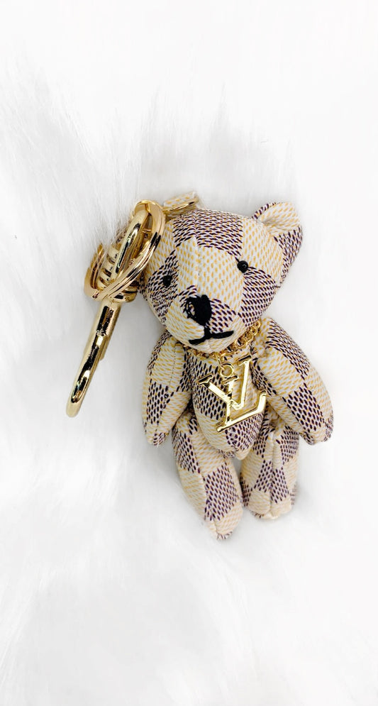 Adorable checkered Bear Keychain – Cute & Stylish Accessory