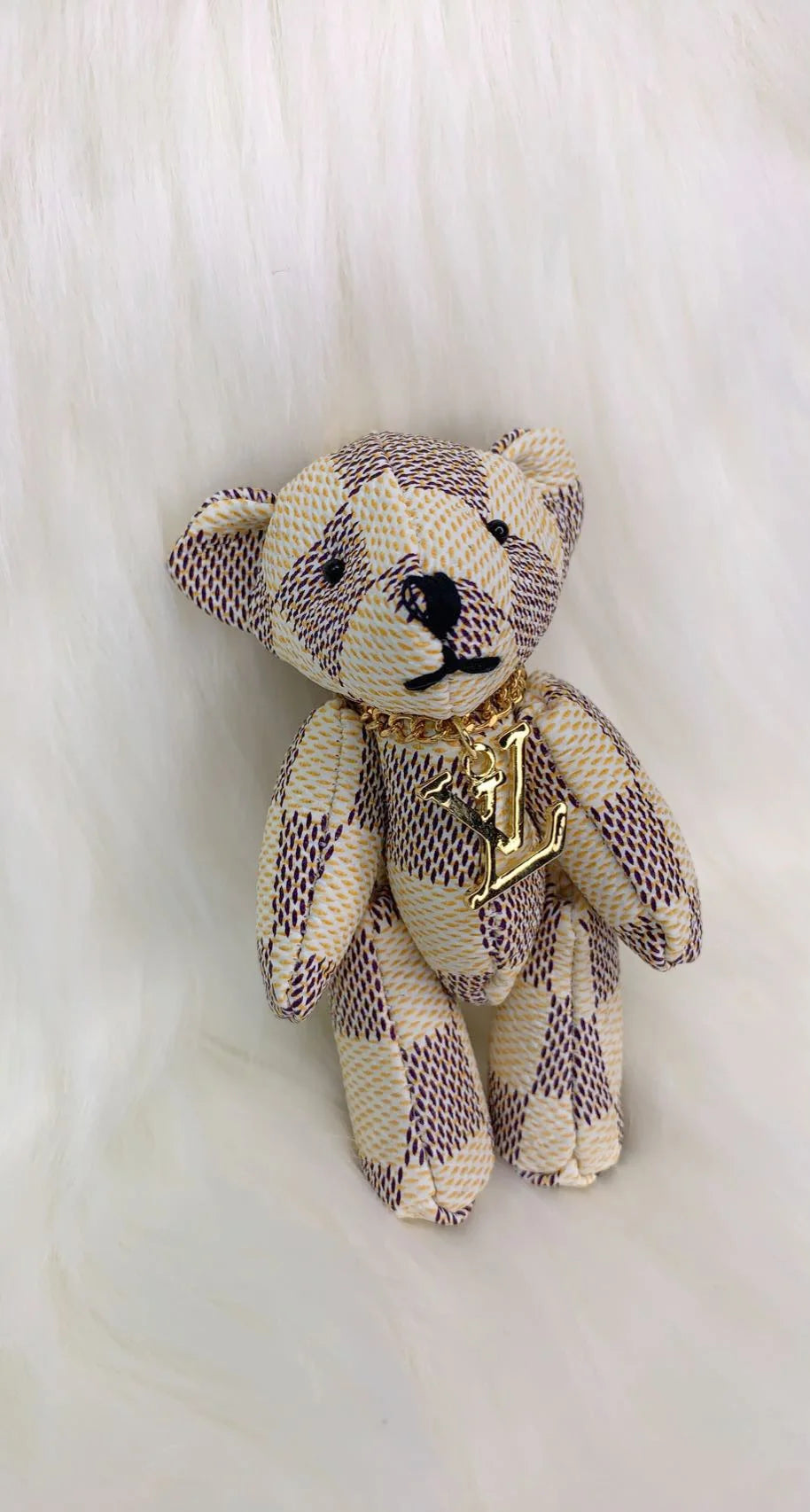 Adorable checkered Bear Keychain – Cute & Stylish Accessory